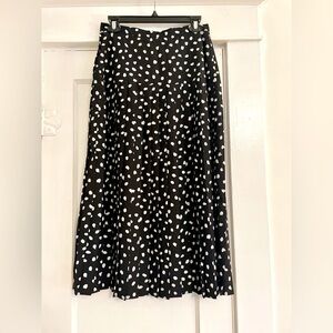 Pleated Polka Dot Midi Skirt